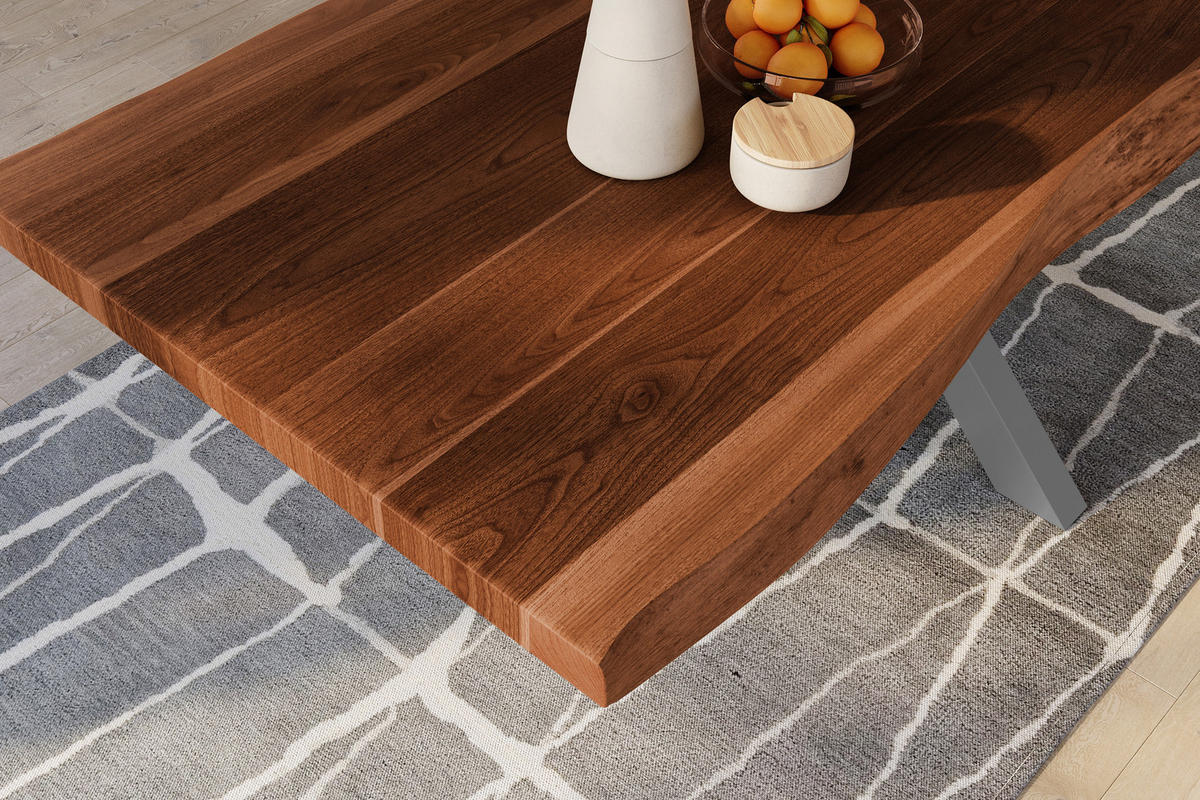 ESSTISCH TITAN - Silberfarben/Braun, Holz (110/220/79cm) - SAM