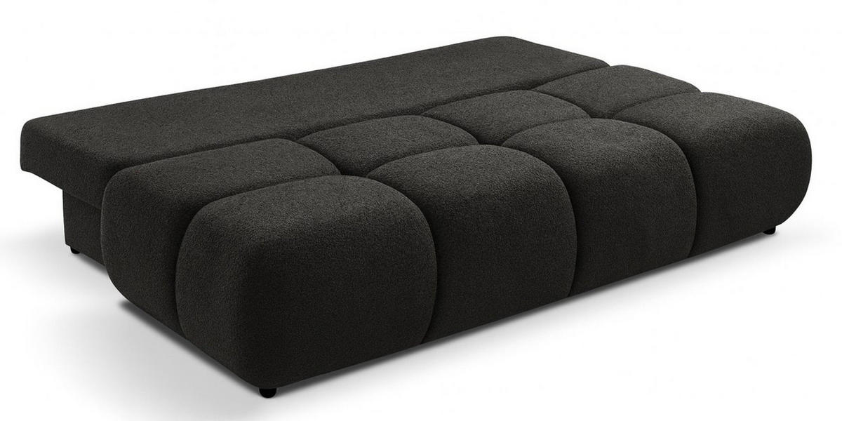 SCHLAFSOFA MILA, Sofa mit Schlaffunktion und Bettkasten, Farbe: Schwarz, Bouclé-Stoff - Schwarz, Textil (214/89/104cm) - Sepro Meble