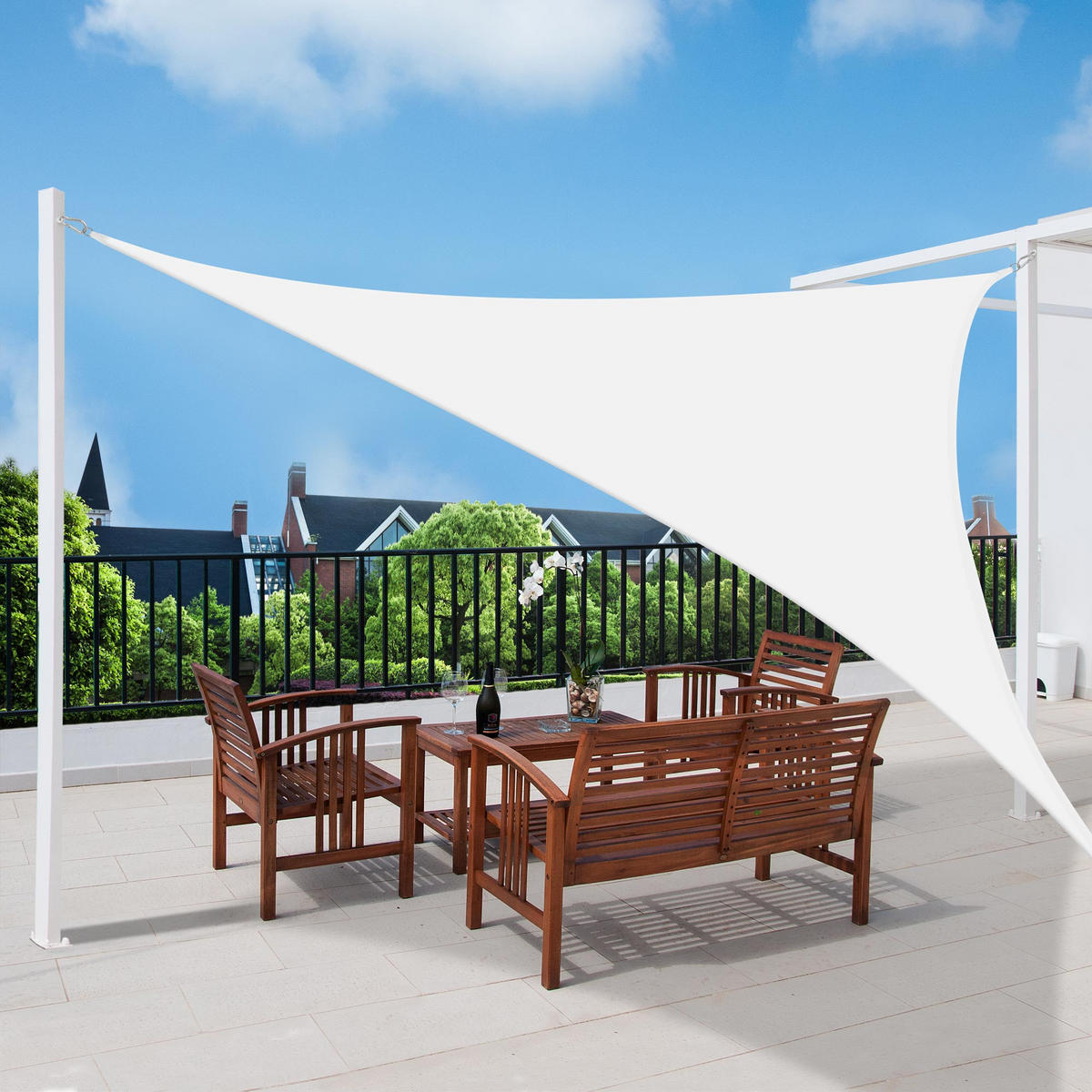 SONNENSEGEL SolVision PS9 500/500/700 cm dreieckig Weiß PE - Weiß, Kunststoff (500/500cm) - Sol Royal