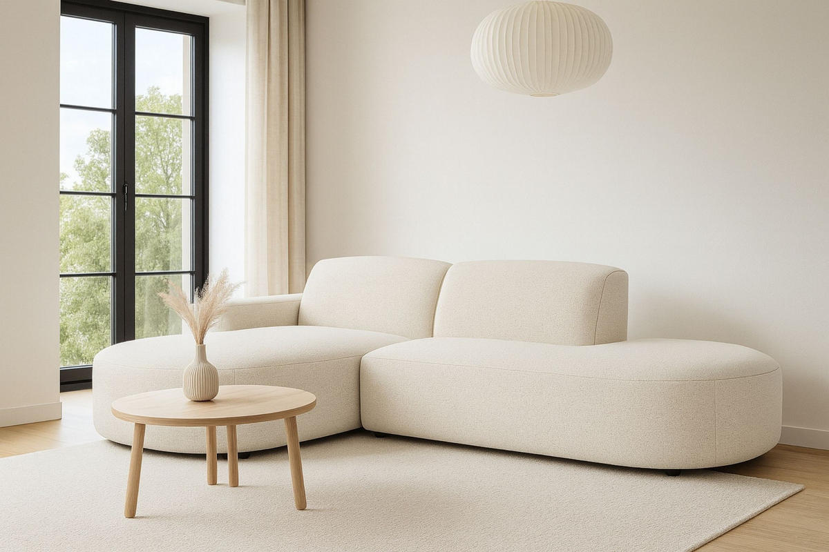 ECKSOFA Cursal Atelier, Stoff Artico, Nata, Links - Beige, Holz (284/166cm) - Kaiser Möbel