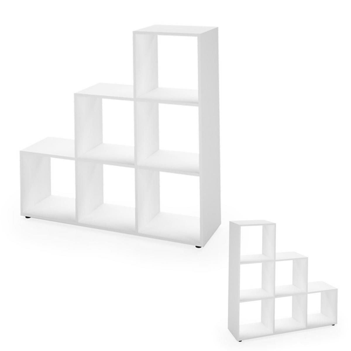 TREPPENREGAL Weiß 105 x 107.5 cm - Weiß, Holzwerkstoff (105/107.5/29cm) - Vicco