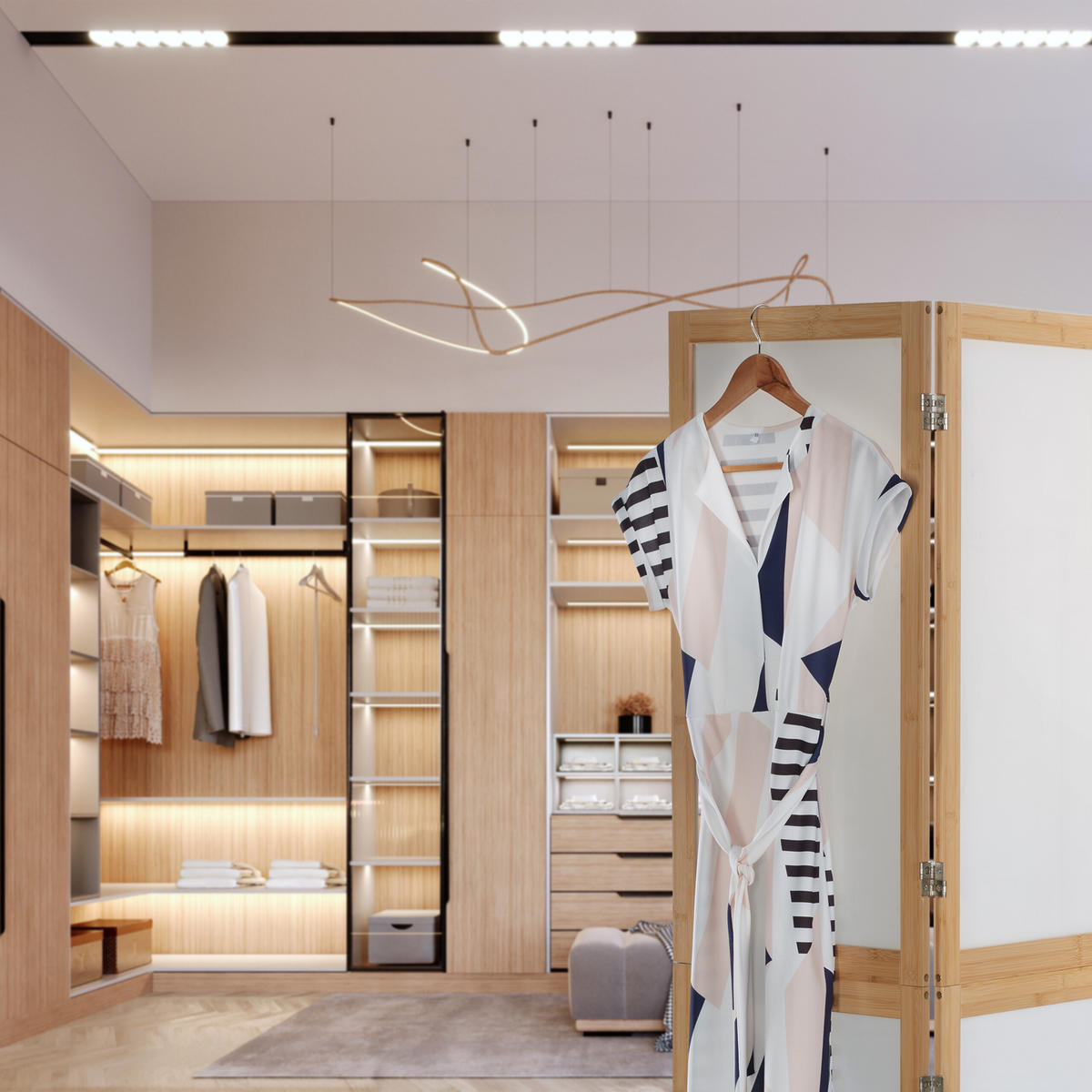 PARAVENT - Multicolor, Holz/Kunststoff (136.5/180/1.5cm) - Relaxdays