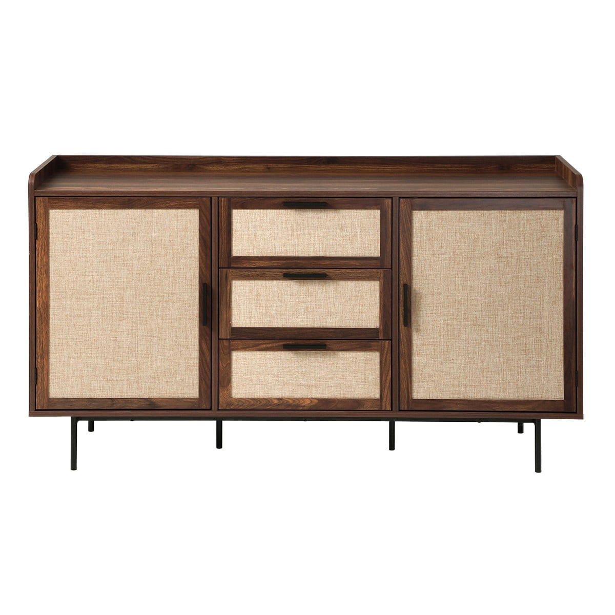 SIDEBOARD im Nussbaumdekor, 2 Türen, 3 Schubladen mit Fronten aus Stoff 140/39,5/79 cm - Nussbaumfarben, Holzwerkstoff (39.5/79/140cm) - Calicosy