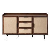 SIDEBOARD im Nussbaumdekor, 2 Türen, 3 Schubladen mit Fronten aus Stoff 140/39,5/79 cm - Nussbaumfarben, Holzwerkstoff (39.5/79/140cm) - Calicosy