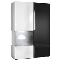 VITRINE Morena Tür und Einsatz in Schwarz Hochglanz - Schwarz Hochglanz, Holzwerkstoff (91.5/136.5/37cm) - Vladon