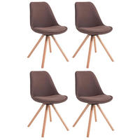 STUHL 4er Set Stoff braun - Eukalyptusholzfarben/Braun, Holz/Textil (48/84/56cm) - CLP