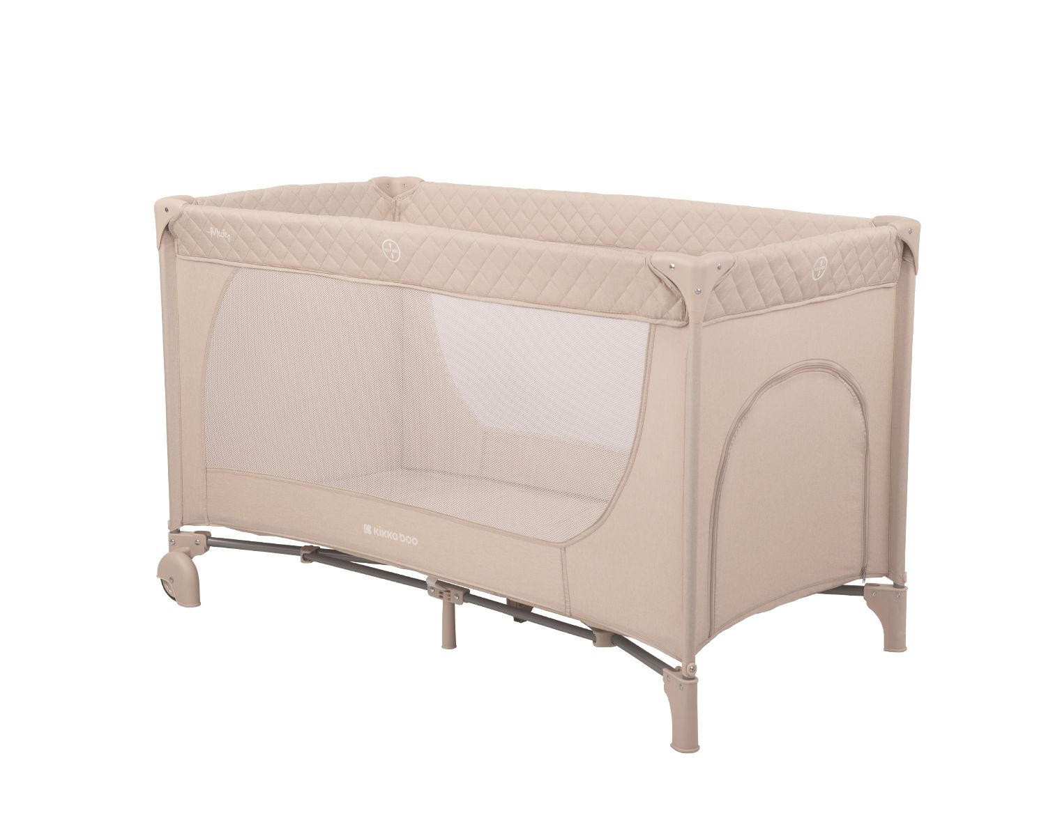 REISEBETT Medley, Seiteneingang beige/braun weiche Matratzenauflage, Netzfenster - Beige/Braun, Kunststoff (60/120cm) - Kikka boo