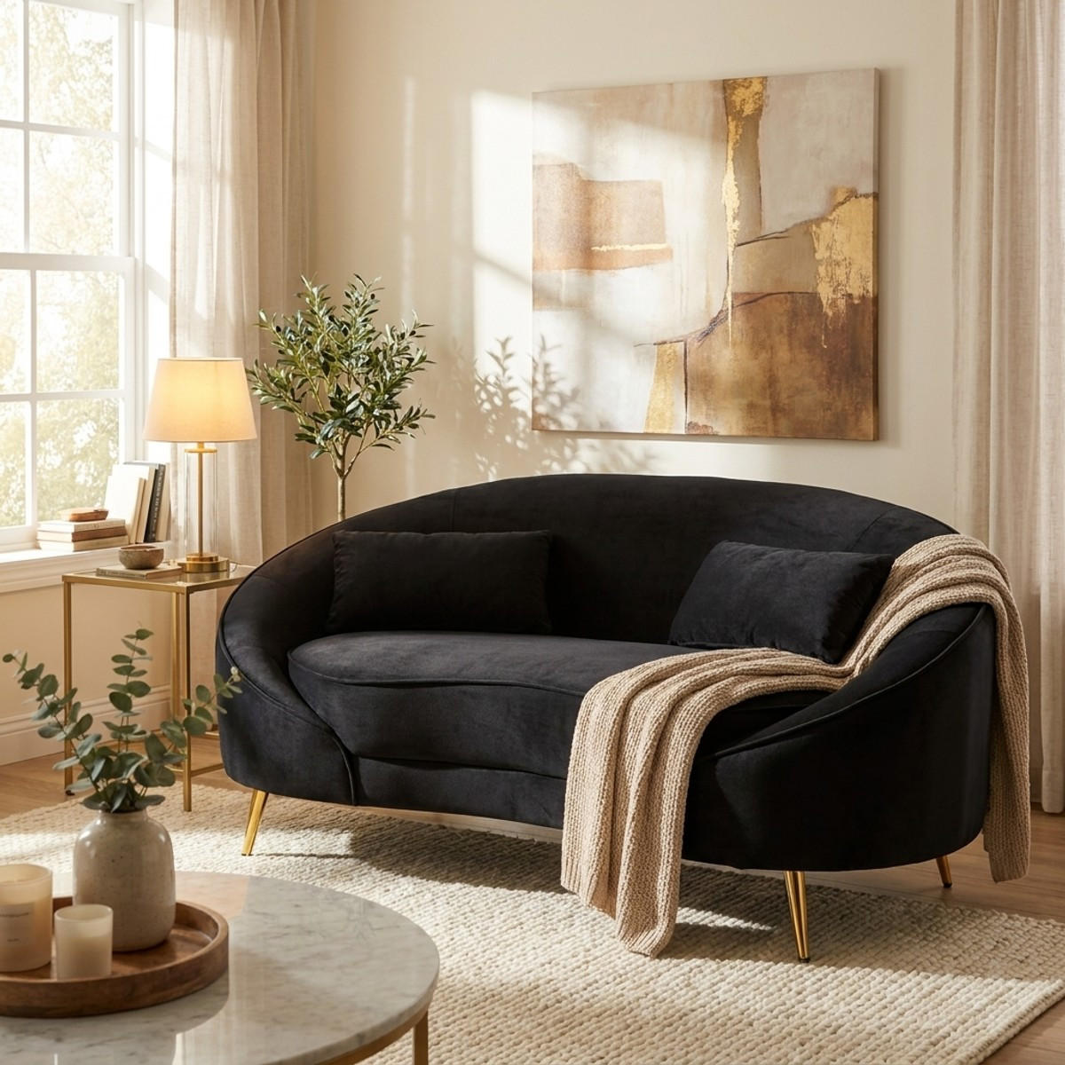 2-SITZER Sofa gepolstert Oslo - Schwarz - Schwarz, Holz/Kunststoff (148/68/84cm) - Pasmara