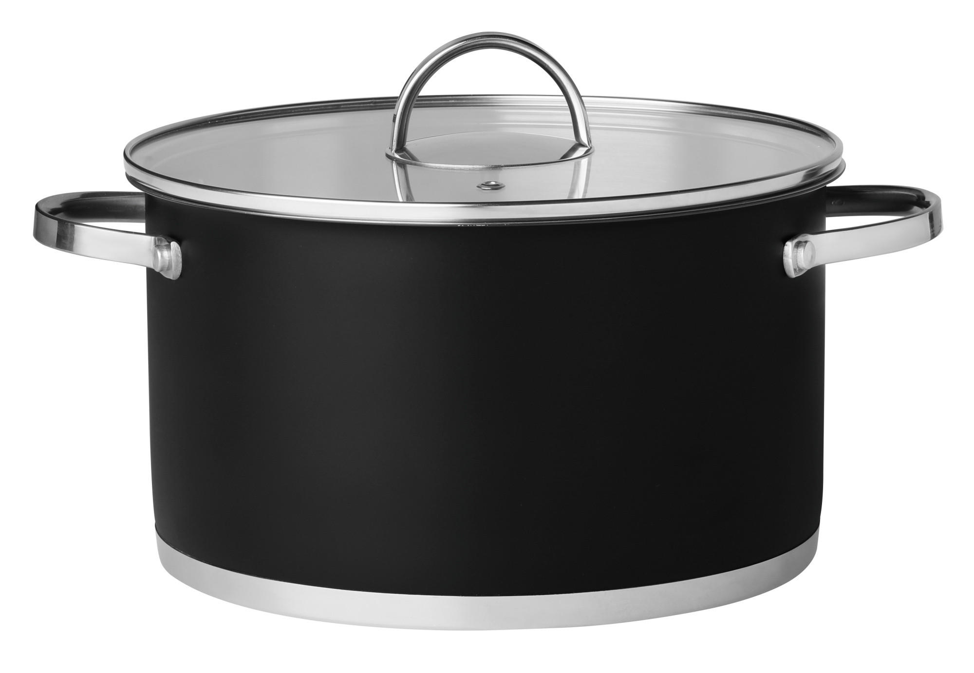 KOCHTOPF mit Griffen und Deckel Ø 24 cm - Schwarz, Metall (24cm)