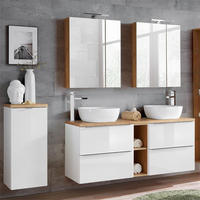 BADMÖBEL-SET 4-TLG. Toskana-56 - Weiß, Holzwerkstoff (195/190/46cm) - Lomado