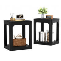 BEISTELLTISCH 2er-Set 50x40x60 cm aus MDF Schwarz mit 2 Ablagen - Schwarz, Holzwerkstoff (50/40/60cm) - IVMEU