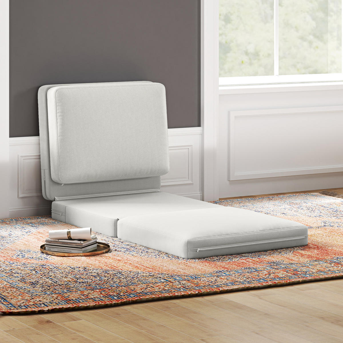 BODENSOFA 3-in-1, bis 240 kg belastbar, Cremeweiß - Weiß, Kunststoff (75/18/268cm) - HOMCOM