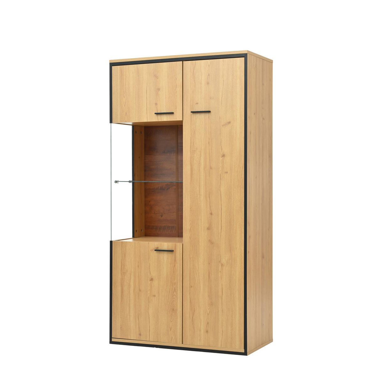 VITRINE 77.5/40/150 cm Natur aus MDF mit LED-Beleuchtung - Naturfarben, Holzwerkstoff (40/150/77.5cm) - OKMYHOME
