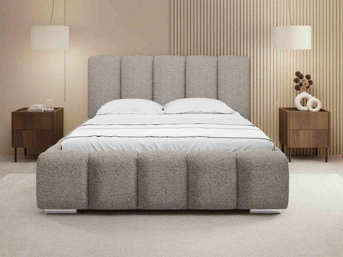 POLSTERBETT Wizko Boucle - Chromfarben/Naturfarben, Holz/Holzwerkstoff (140/200cm) - MIRJAN24