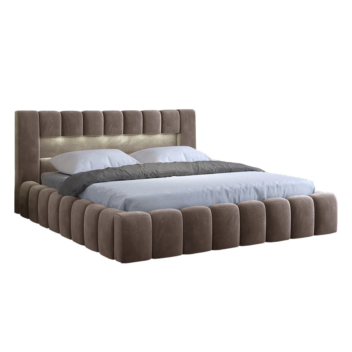 BOXSPRING POSTEL 160/200 Auria Hnědá - hnědá, dřevo (160/200cm) - Petits-meubles
