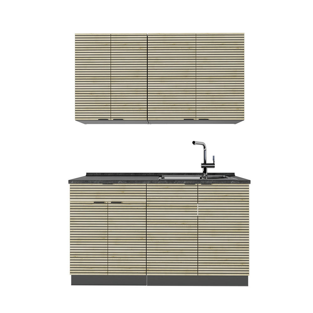 JEDNOTKOVÁ KUCHYNĚ Fame-Line Dubový panel/antracit - antracitová/barva dubu, kompozitní dřevo (140/81.6/60cm) - Vicco