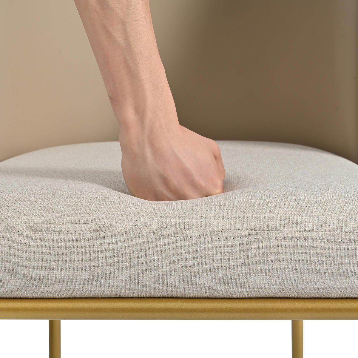 STUHL Esszimmer nordisch-minimalistisch Holz/Metall Beige Khaki - Beige, Metall (55/85/55.2cm) - Meubliv