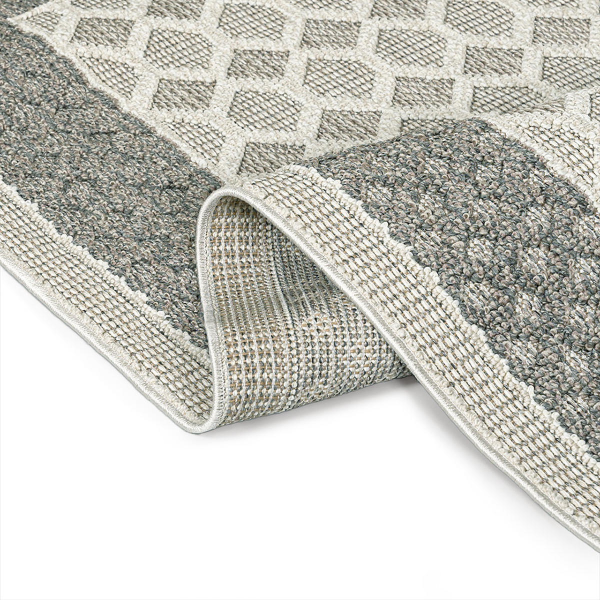 TEPPICH In-& Outdoor Cangas Genio Mazovia 120x170cm Beige Ecru Abstrakt Kurzflor - Ecru, Textil (120/170cm) - Mazovia
