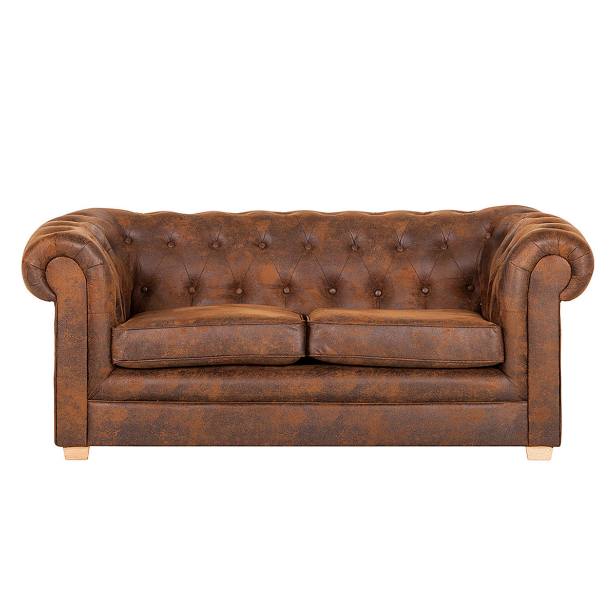 2-SITZER SOFA - Antiklederlook - Braun - Braun, Textil (180/74/94cm) - home24