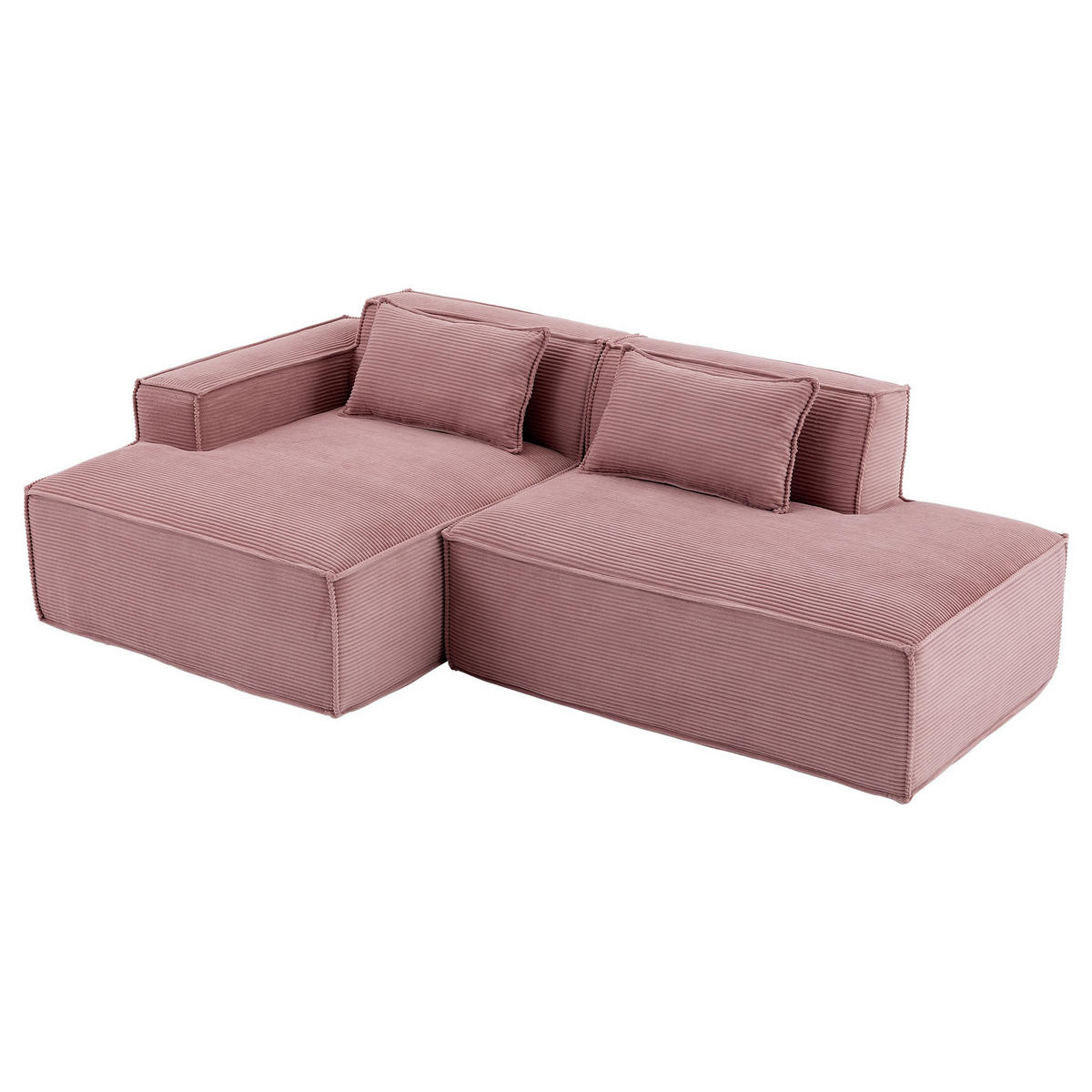 ECKSCHLAFSOFA L-/U-/2-er Sofa mit Schlaffunktion,Modulsofa,Cord,Rosa - Rosa, Textil (129/233cm) - LVHOM