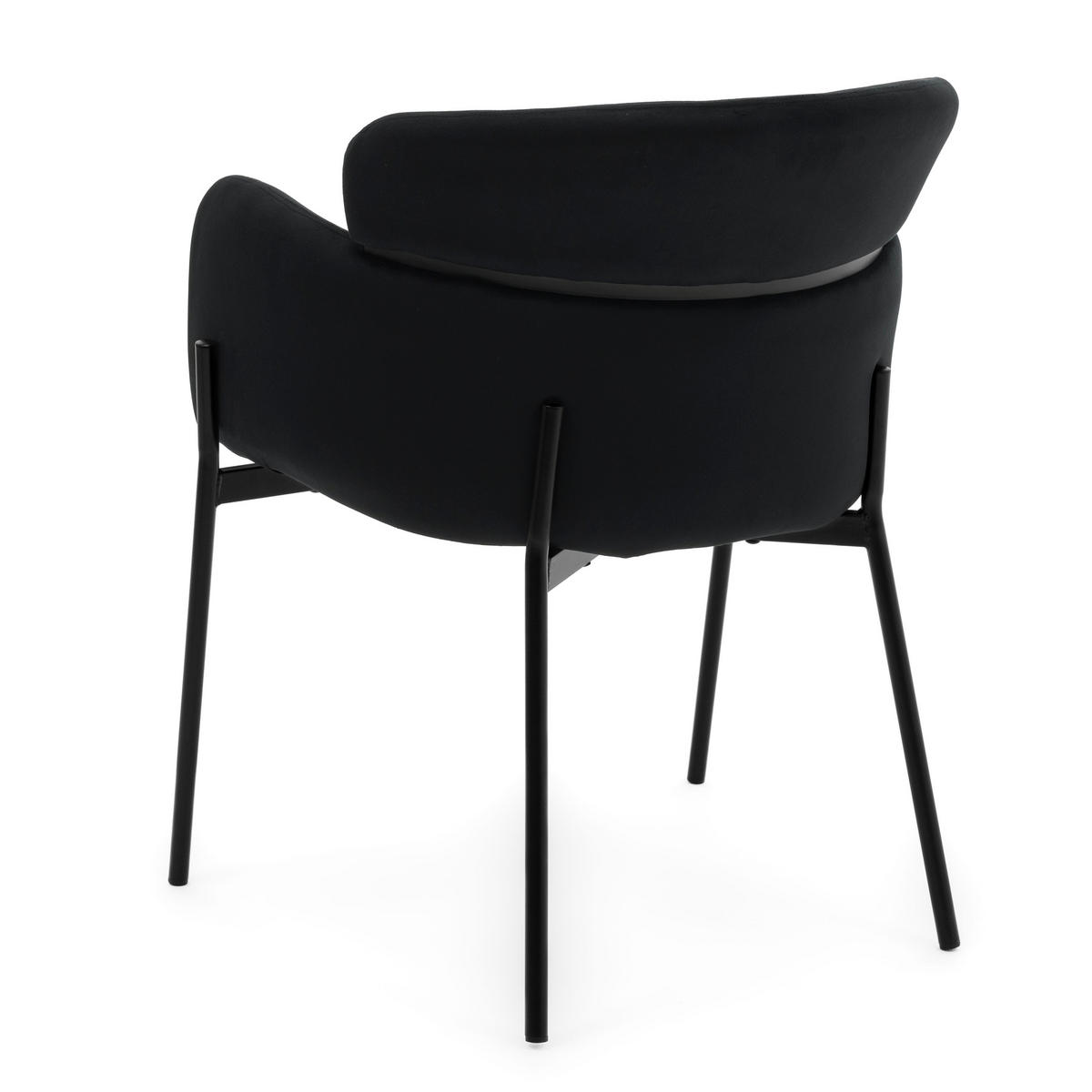 STUHL BOLZANO gepolsterter mit Steppung - schwarz - Samt Velour - Schwarz, Textil/Metall (62/80/61cm) - NEW HOME