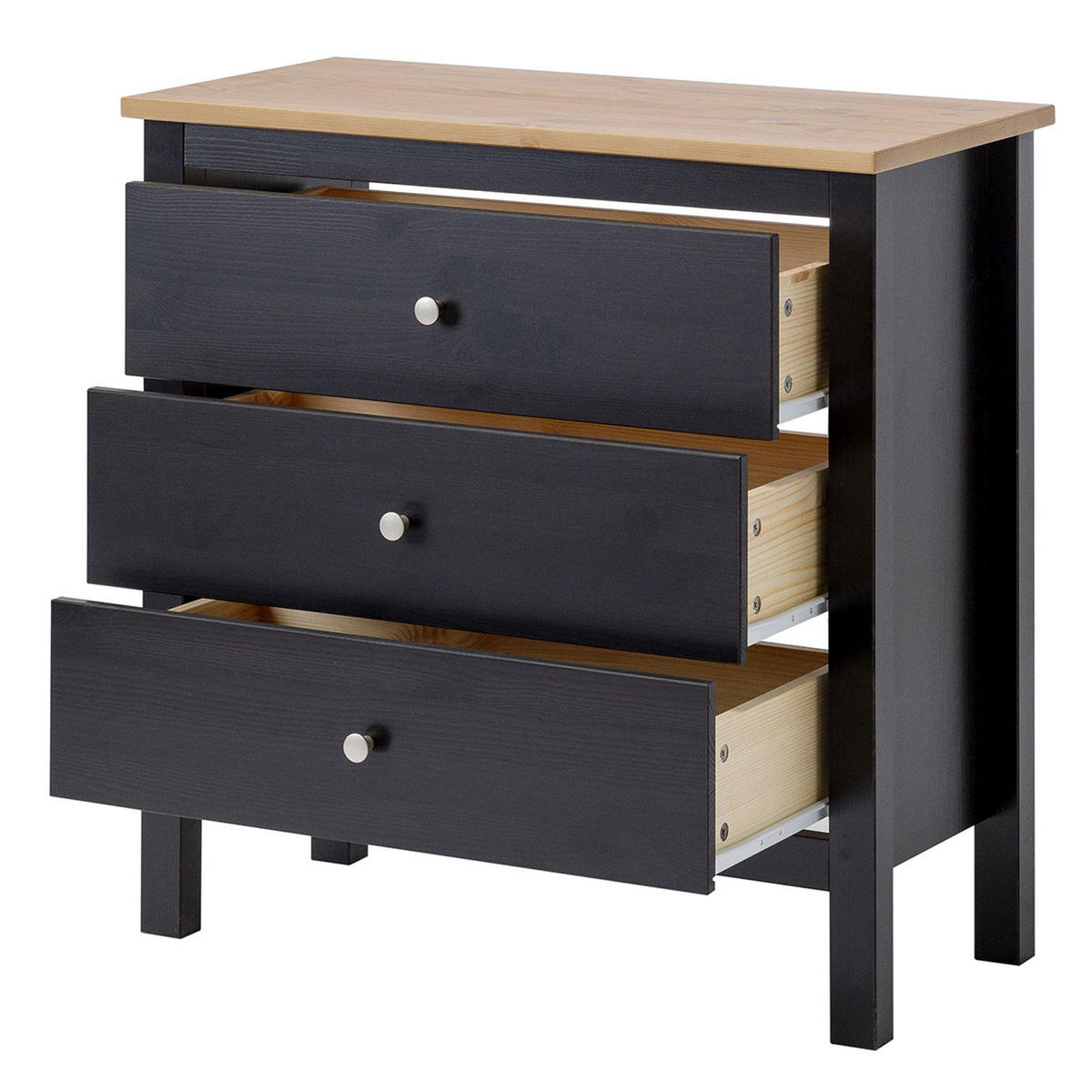KOMMODE Massivholz 37/75/75 cm - Schwarz, Holz (75/75/37cm) - hagge home