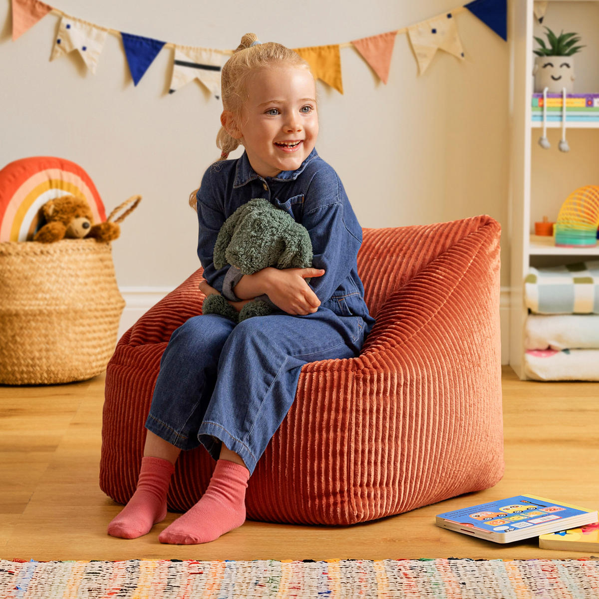 SITZSACK Sessel Flauschig für Kinder - Terracotta, Textil (55/44/55cm) - icon