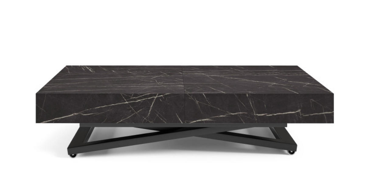 TISCH Schwarz SIENNA Modern U-Förmige Beine Pietra Grigia - Schwarz, Holzwerkstoff (80/80/80cm) - Sepro Meble