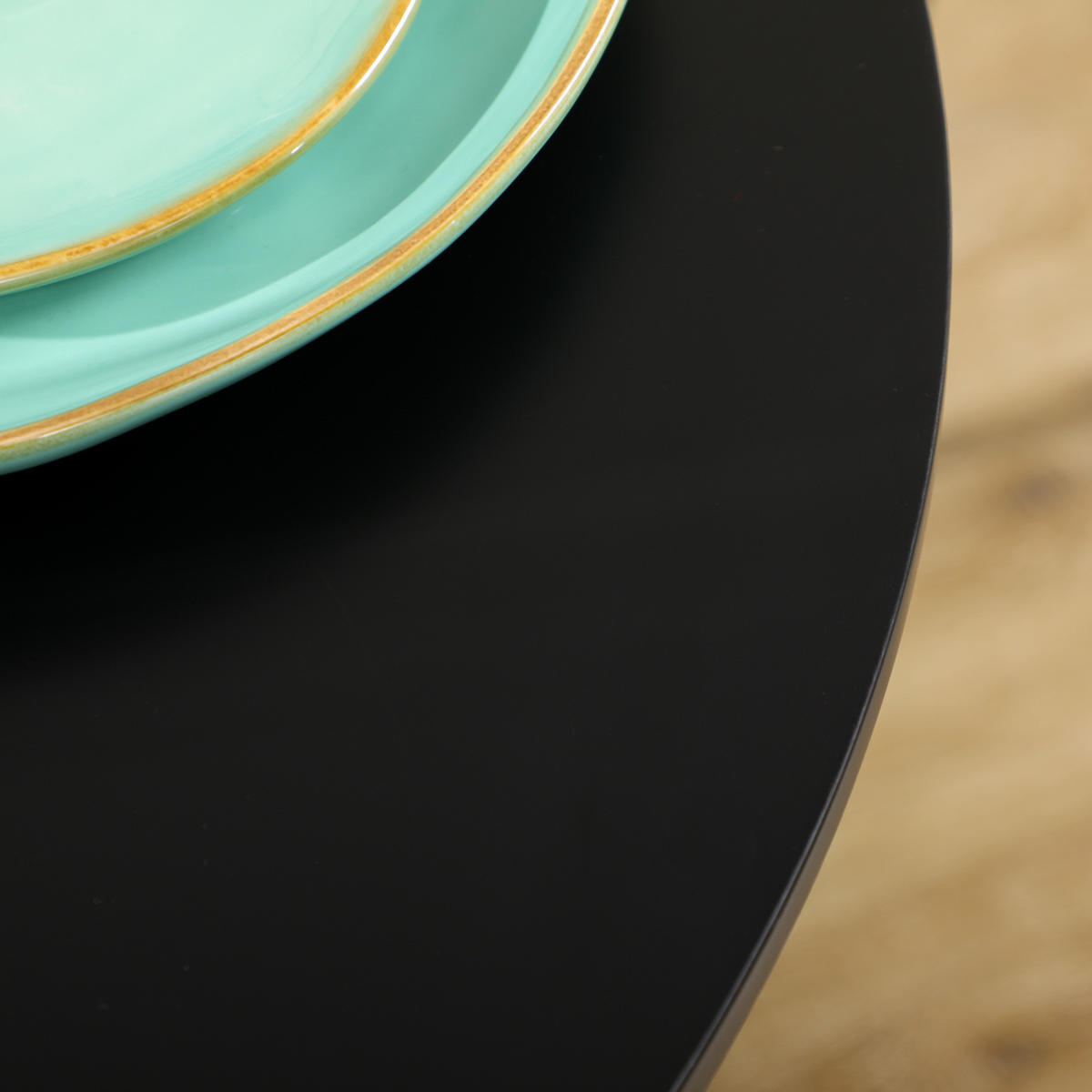 ESSTISCH 70/70/75 cm schwarz platzsparend mit rutschfestem Fuß aus Stahl und MDF - Schwarz, Metall (70/70/75cm) - OKWISH