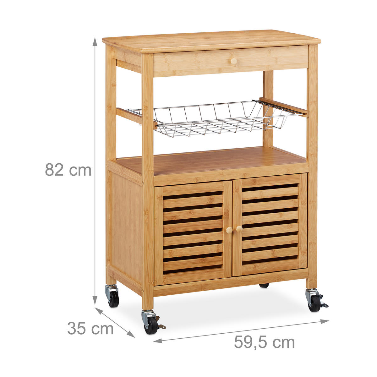 KÜCHENWAGEN - Braun, Holz/Holzwerkstoff (59.5/82/35cm) - Relaxdays