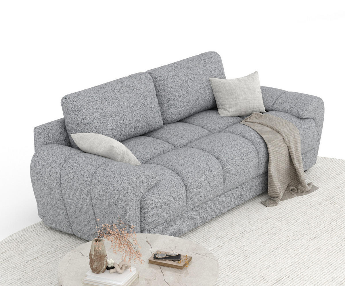 3-SITZER SOFA Peebles Grau Webstoff - Schwarz/Grau, Holz/Holzwerkstoff (244/90/101cm) - Maison de Reve