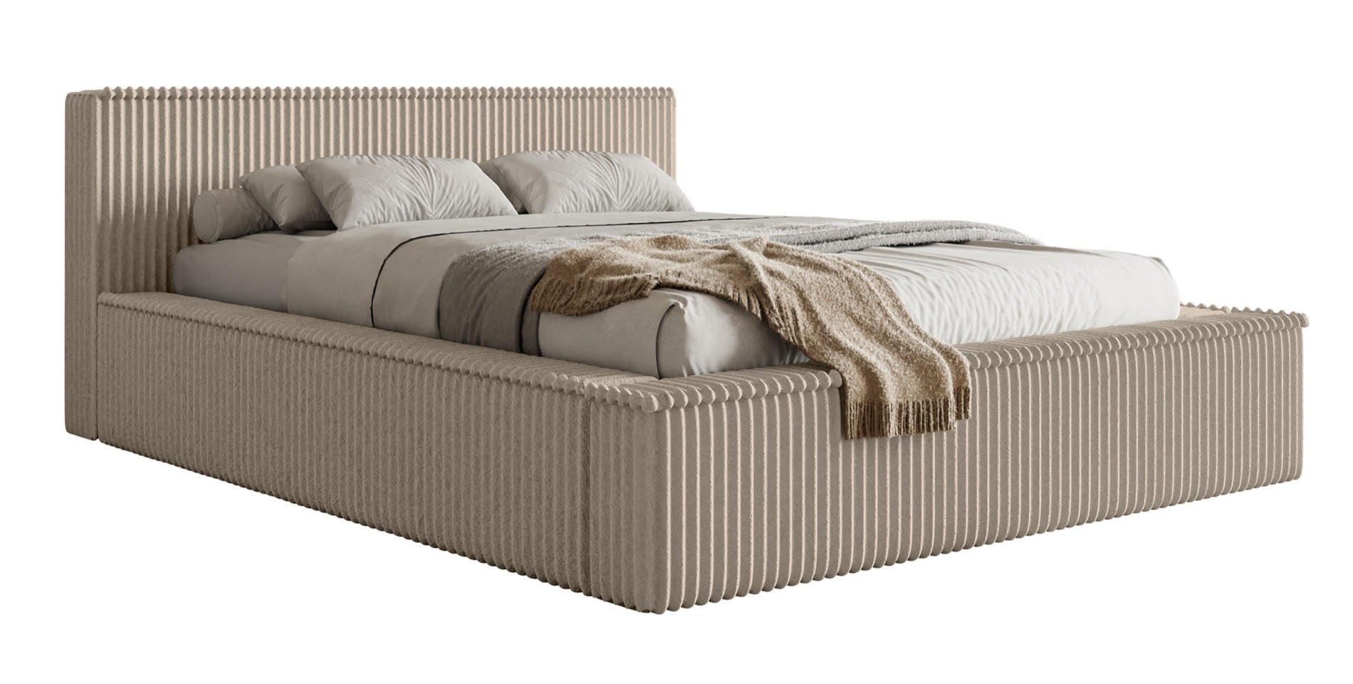 POLSTERBETT AFFOLIO Dunkelbeige 180x200 cm - Beige/Schwarz, Holz/Textil (180/200cm) - Selsey
