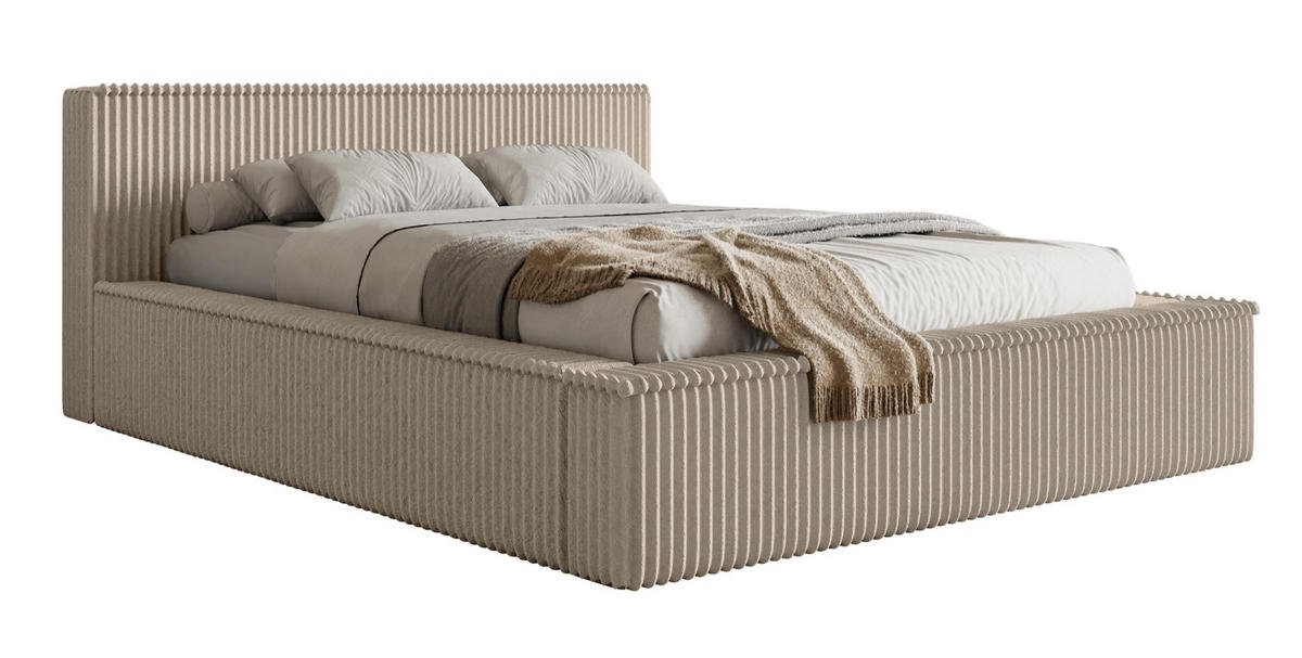 POLSTERBETT AFFOLIO Dunkelbeige 160x200 cm - Beige/Schwarz, Kunststoff/Textil (160/200cm) - Selsey