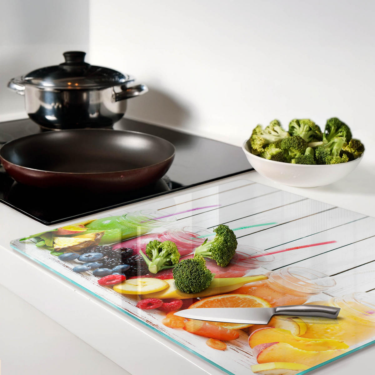 GLASPLATTE 60x52 cm Fruchtcocktails - Multicolor, Glas (60/0.4/52cm) - TULUP