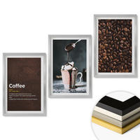 WANDBILDER 3er Set - 40x60 cm Silberner Rahmen - Kaffeegetränk mit Schlagsahne - Silberfarben, Kunststoff (40/60cm) - ArtPrintCave