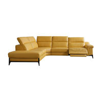 ECKSOFA Texas Echtleder mit 1 x Relaxfunktion Senfgelb - Gelb, Leder/Metall (274/238cm)