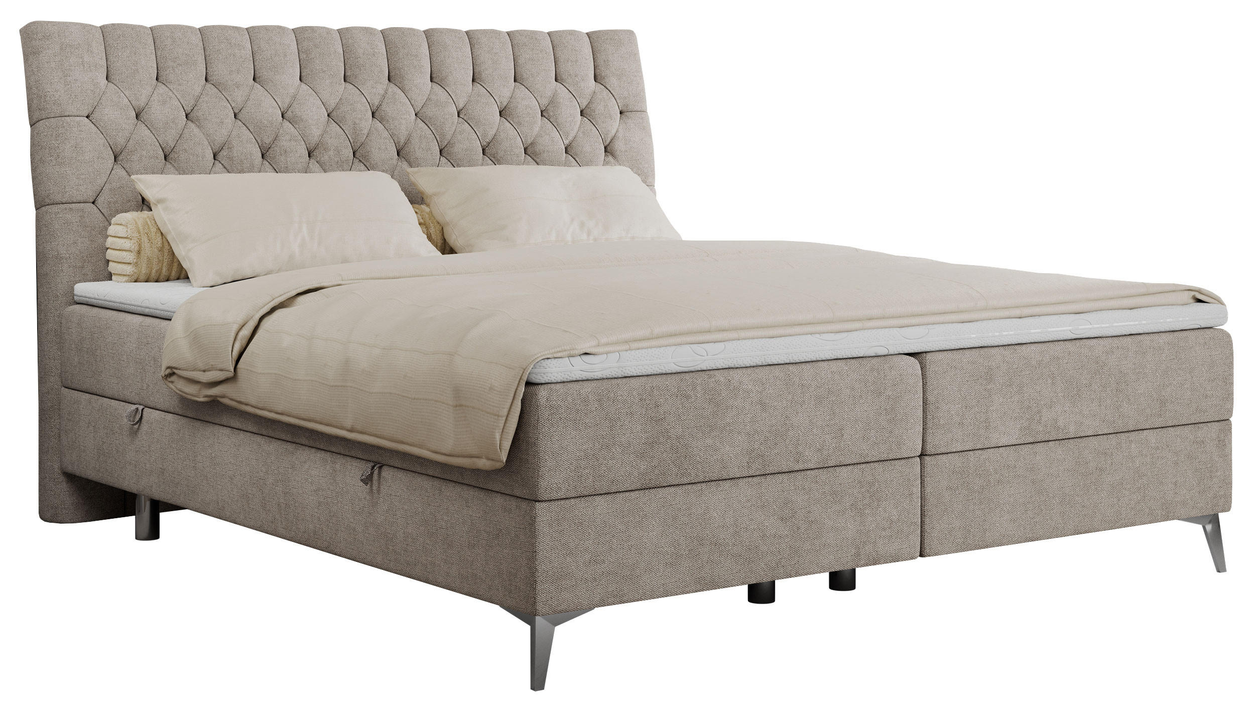 BOXBETT MILEN 120/200 Beige Struktur - H3 - Beige, Holz/Textil (120/200cm) - MKS