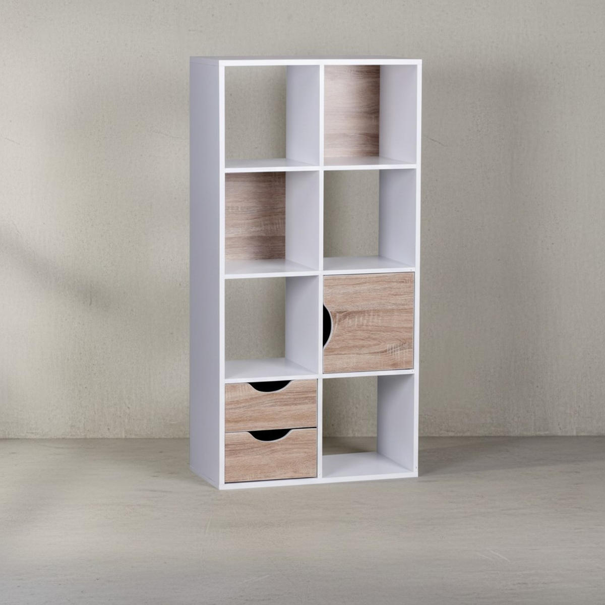 BÜCHERREGAL – Sonoma Eiche/Weiß, 8 Fächer, modern, Raumteiler-funktion - Weiß, Holz (60/120/29cm) - KADIMA DESIGN