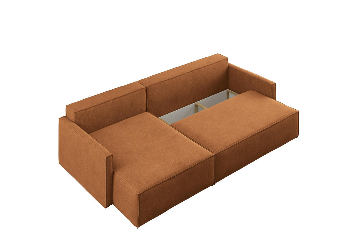 SCHLAFSOFA Carlos L-Form, Ecksofa Mit Bettkasten Und Schlaffunktion Stoff Salvador Links Braun - Braun, Holz/Textil (142/83/250cm) - Kaiser Möbel