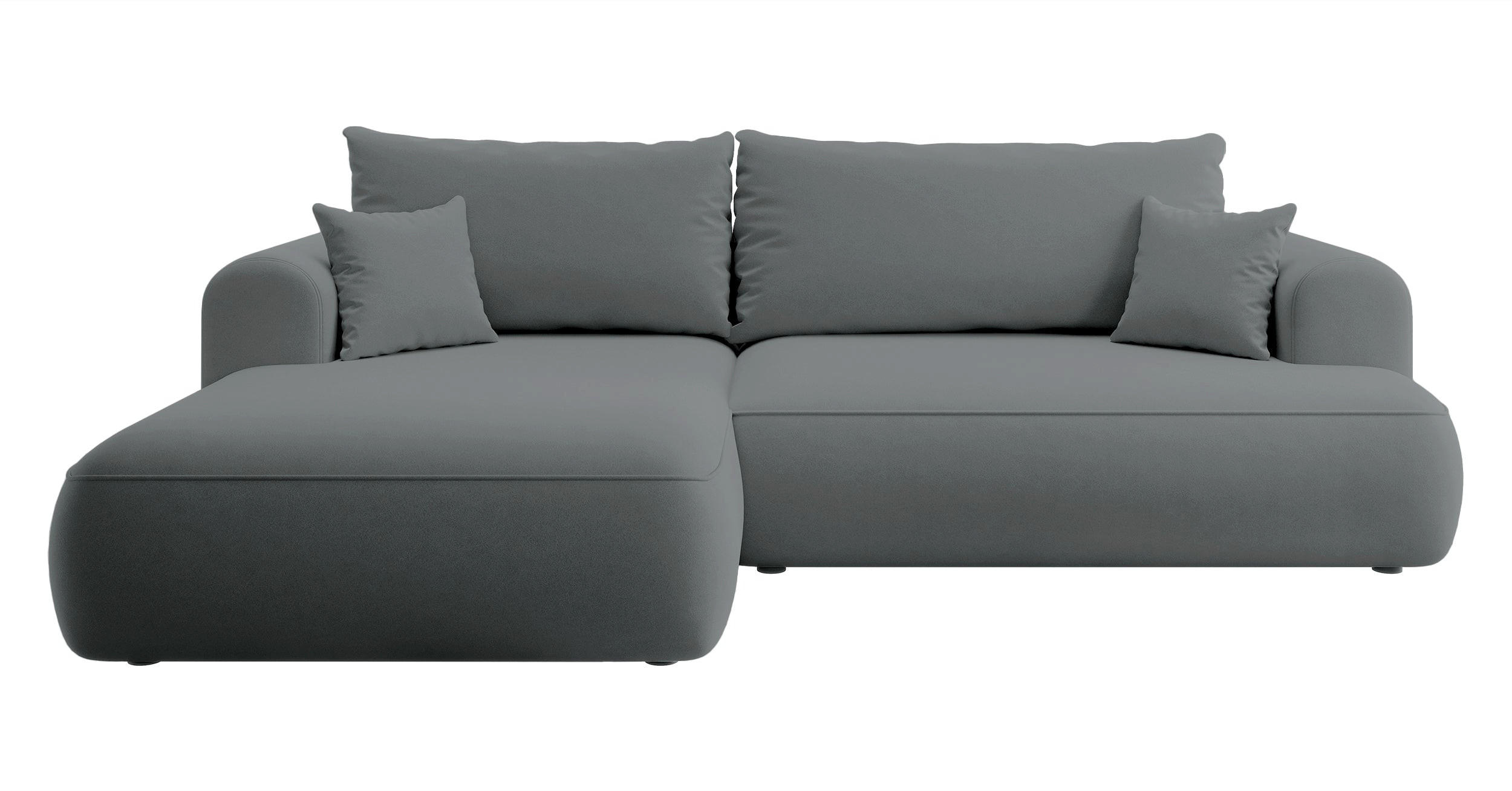 ECKSOFA Ovo Dunkelgrau Velours - Dunkelgrau/Schwarz, Kunststoff/Textil (260/165cm) - Selsey