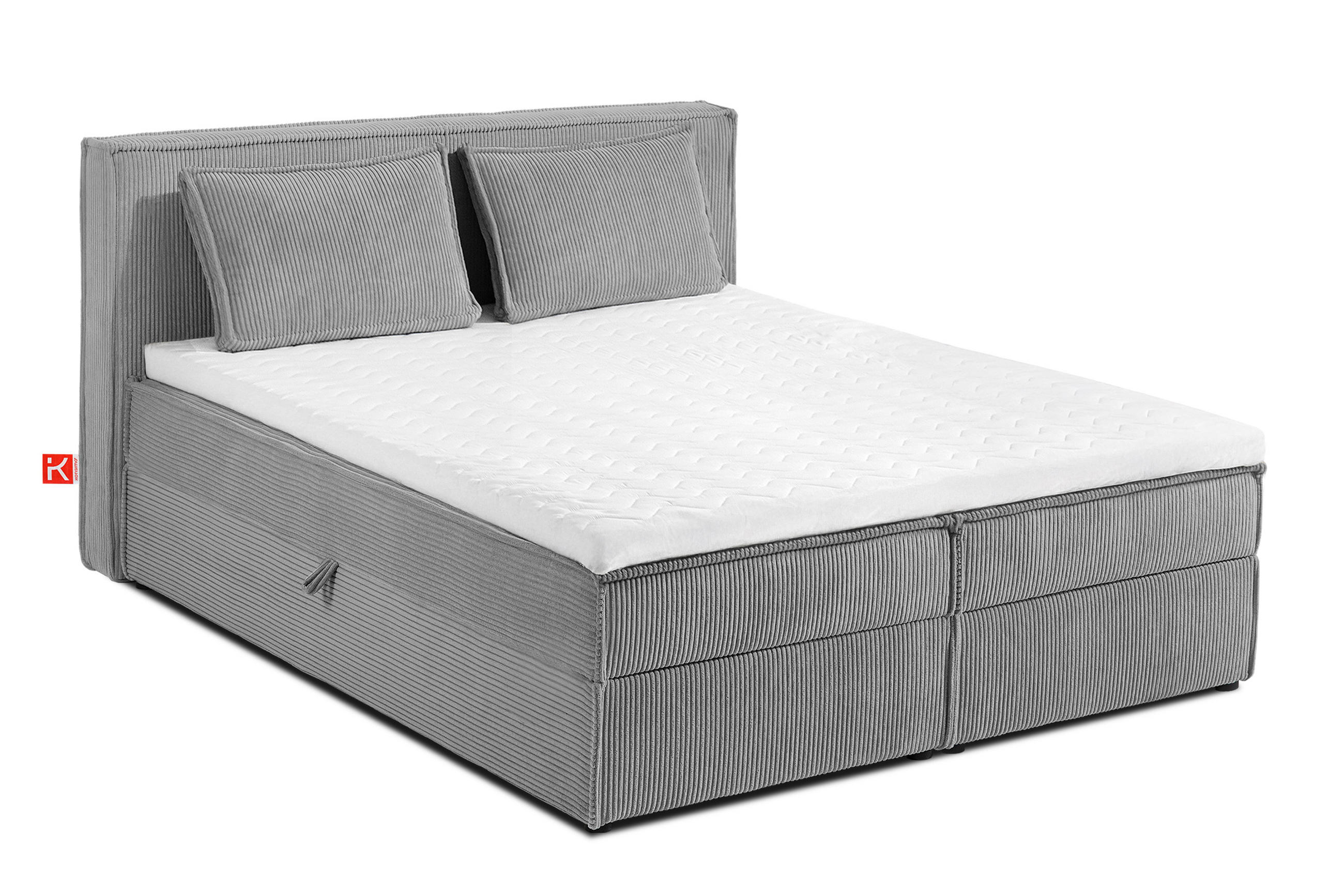BOXSPRINGBETT ROTI mit Stauraum, hellgrau - Hellgrau/Schwarz, Holz/Holzwerkstoff (140/200cm) - KONSIMO®