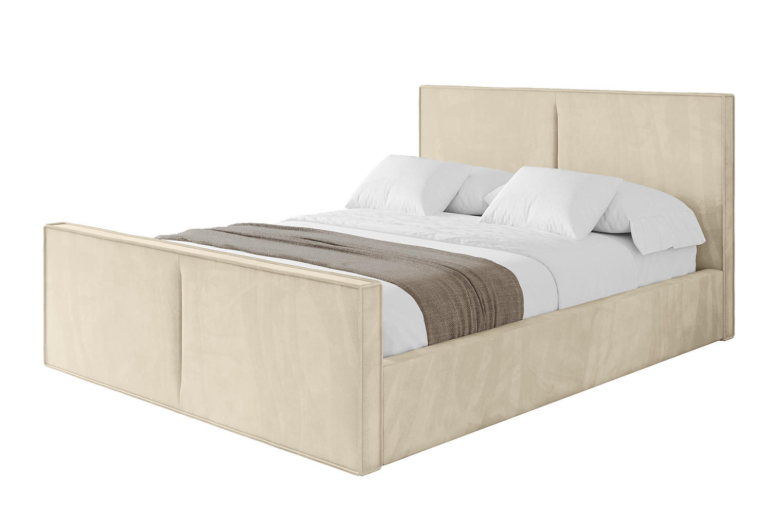 POLSTERBETT mit Bettkasten, Fußteil und Lattenrost, Boxbett ohne Matratze - VANTO-Z 180x200 Beige - Ecru, Holzwerkstoff/Textil (180/200cm) - ALTDECOR