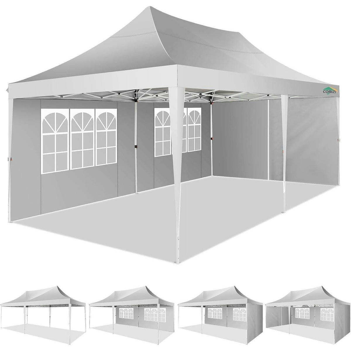 FALTPAVILLON 3 x 6 m Weiß Wasserdicht Höhenverstellbar - Weiß, Textil (300/320/600cm)