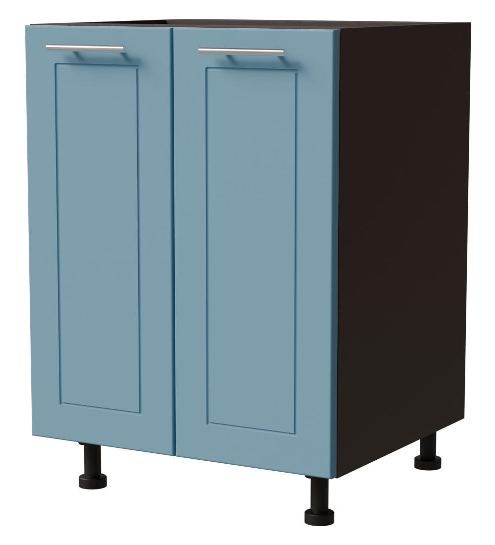 UNTERSCHRANK Bari D11/60 Lava / RAL 5024 pastellblau 60 / 50 / 82cm - Blau/Dunkelgrau, Holz/Holzwerkstoff (60/82/50cm) - Feldmann-Wohnen