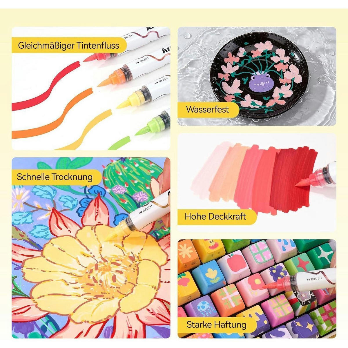 ACRYLSTIFTE Set 66 Farben Doppelspitze Wasserfest - Multicolor, Kunststoff (1/1/15cm)