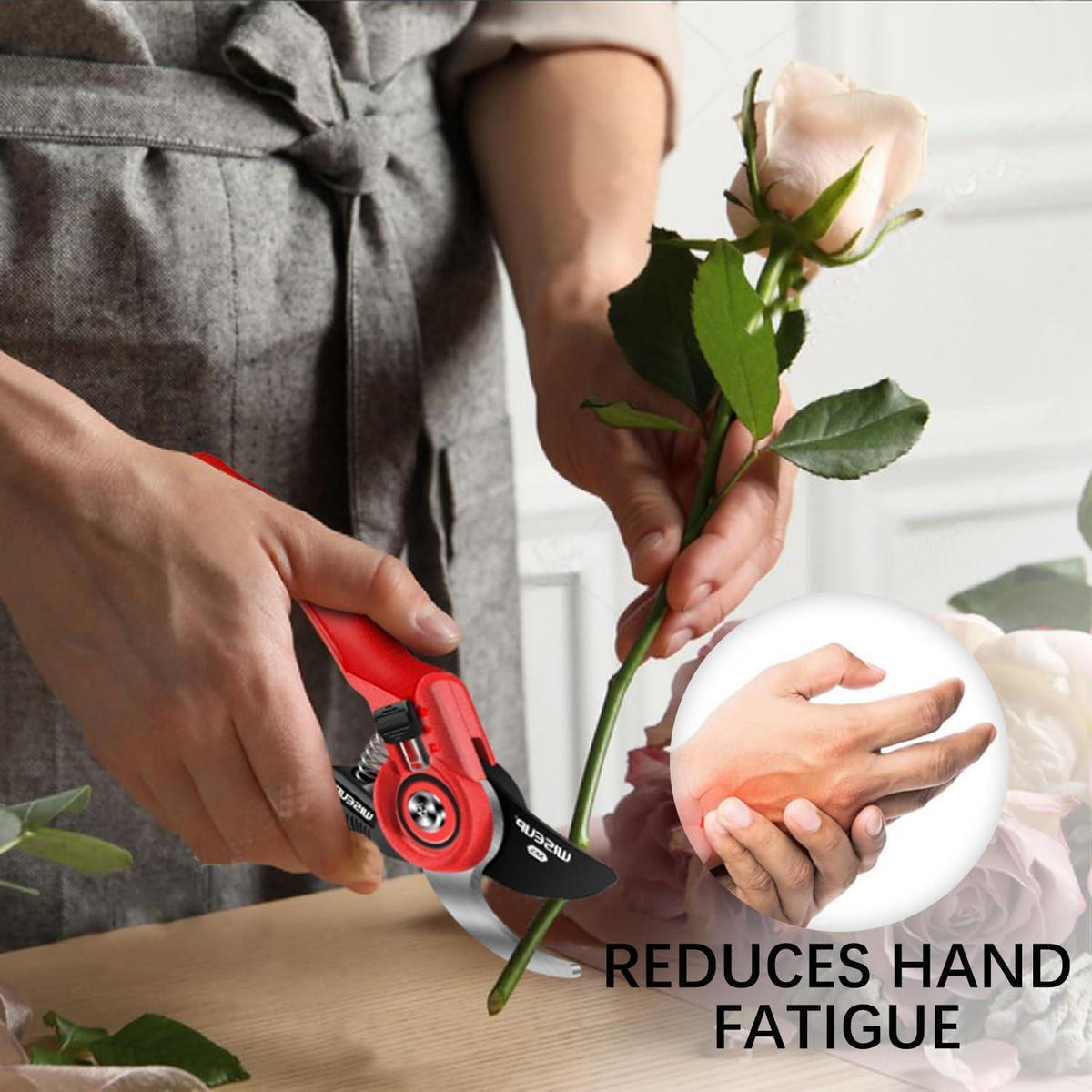 GARTENSCHERE SK5 Stahlklingen ergonomischer Griff - Rot, Metall (8/2/20cm)