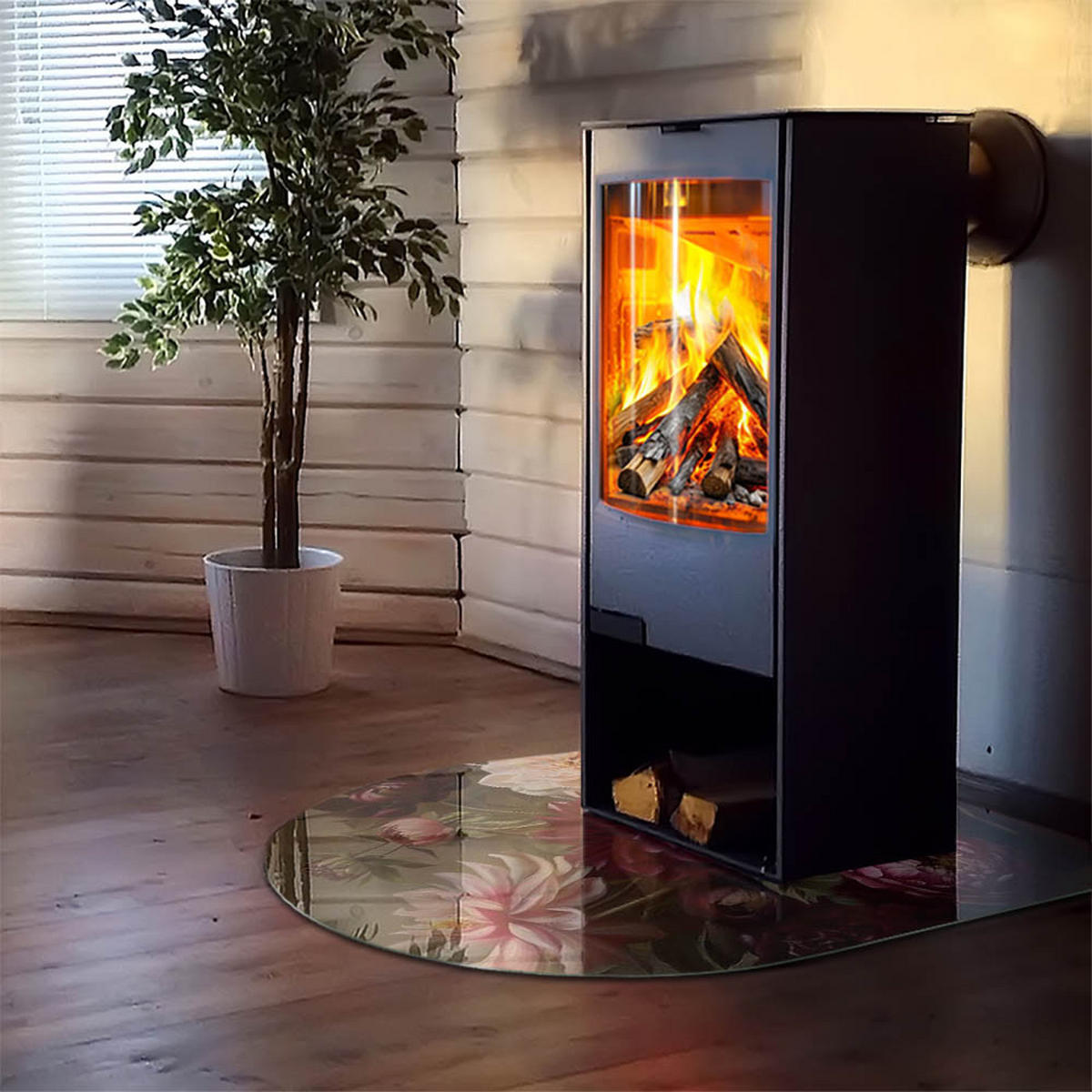 GLASPLATTE für Kamin 100x100 cm - Weinrot, Glas (100/100/0.4cm) - TULUP