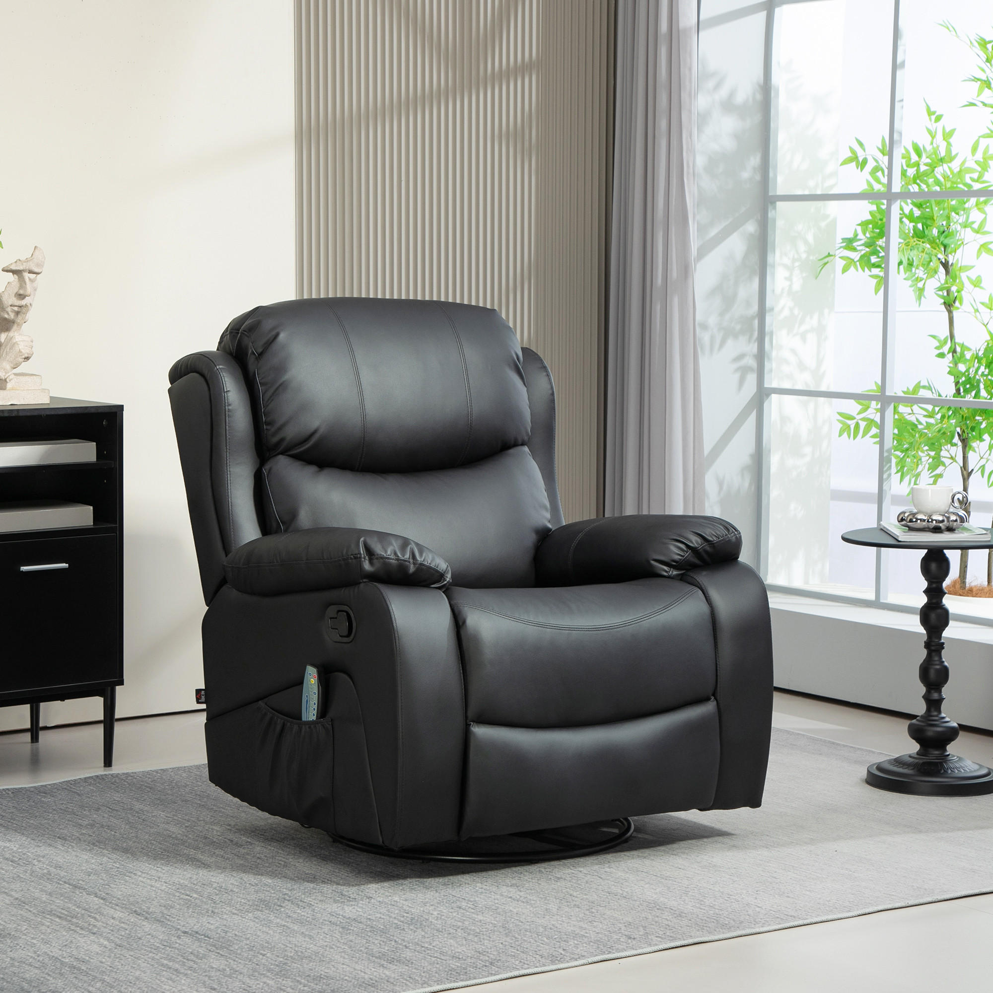 MASSAGESESSEL, Schwarz, Kunstleder - Schwarz, Kunststoff (92/104/97cm) - HOMCOM