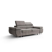 SCHLAFSOFA PRAGA 2, Sofa mit Schlaffunktion, Farbe: Grau, Velourstoff - Grau, Textil (208/90/100cm) - O-Sofa