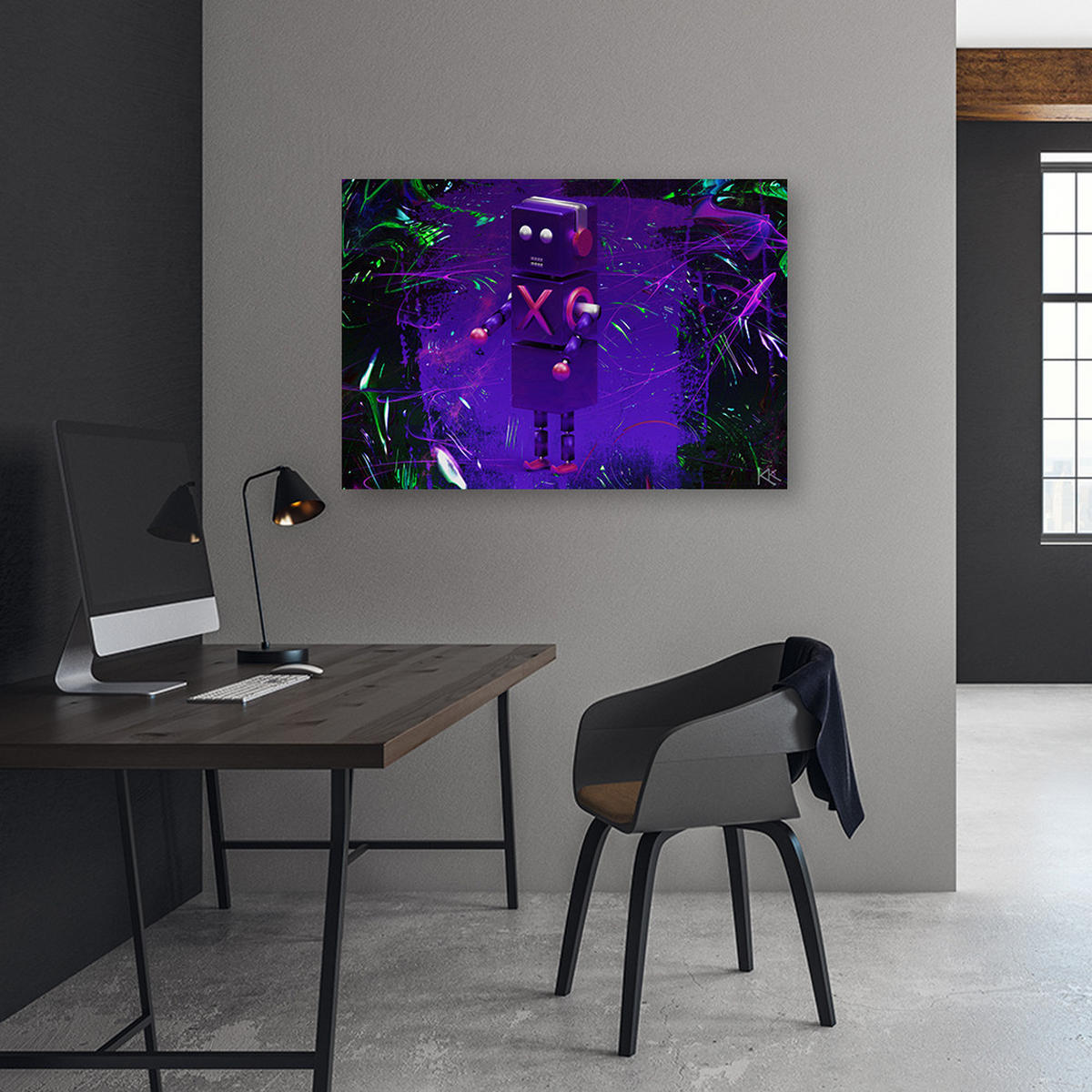 WANDBILD roboter für den spieler - Lila, Textil (60/40cm) - Feeby